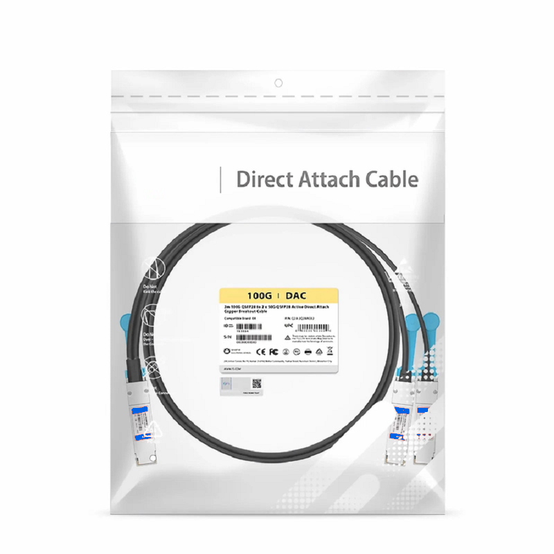 SFPS 2m (7ft) Generic Compatible 100G QSFP28 4 x 25G NRZ to 2 x 50G QSFP28 2 x 25G NRZ Active Direct Attach Copper Breakout Cable