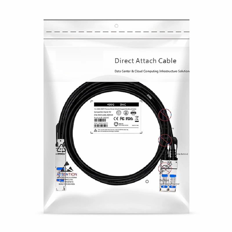 SFPS 2m (7ft) Juniper Networks Compatible 400G QSFP-DD 8 x 50G PAM4 to 4 x 100G QSFP56 2 x 50G PAM4 Passive Direct Attach Copper Breakout Cable