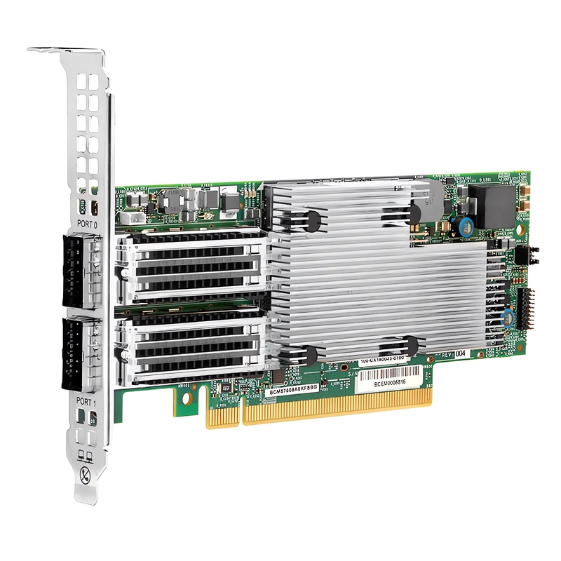 SFPS BroadcomA® BCM957508-P2100G Ethernet Network Interface Card, P2100G 100GbE Dual-port QSFP56, PCIe 4.0 x 16, Standard & Low Profile