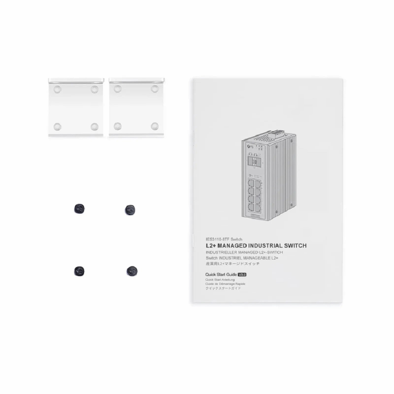 SFPS IES3110-8TF, 8-Port Gigabit Ethernet L2+ Managed Industrial Switch, 8 x 10/100/1000BASE-T, with 2 x 1Gb SFP, -40 to 75A°C Operating Temperature