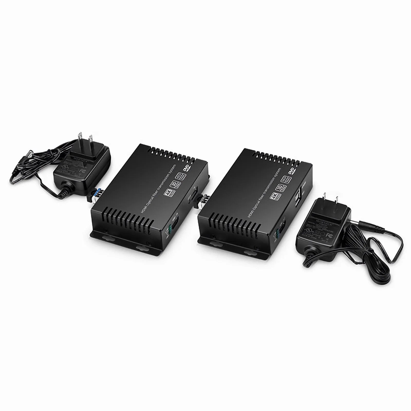SFPS 4K HDMI USB2.0 KVM Extender Set with Audio and EDID over LC Fiber Optic Cable for 10km, 3840x 2160@30Hz, with Pre-installed SFP+ Modules