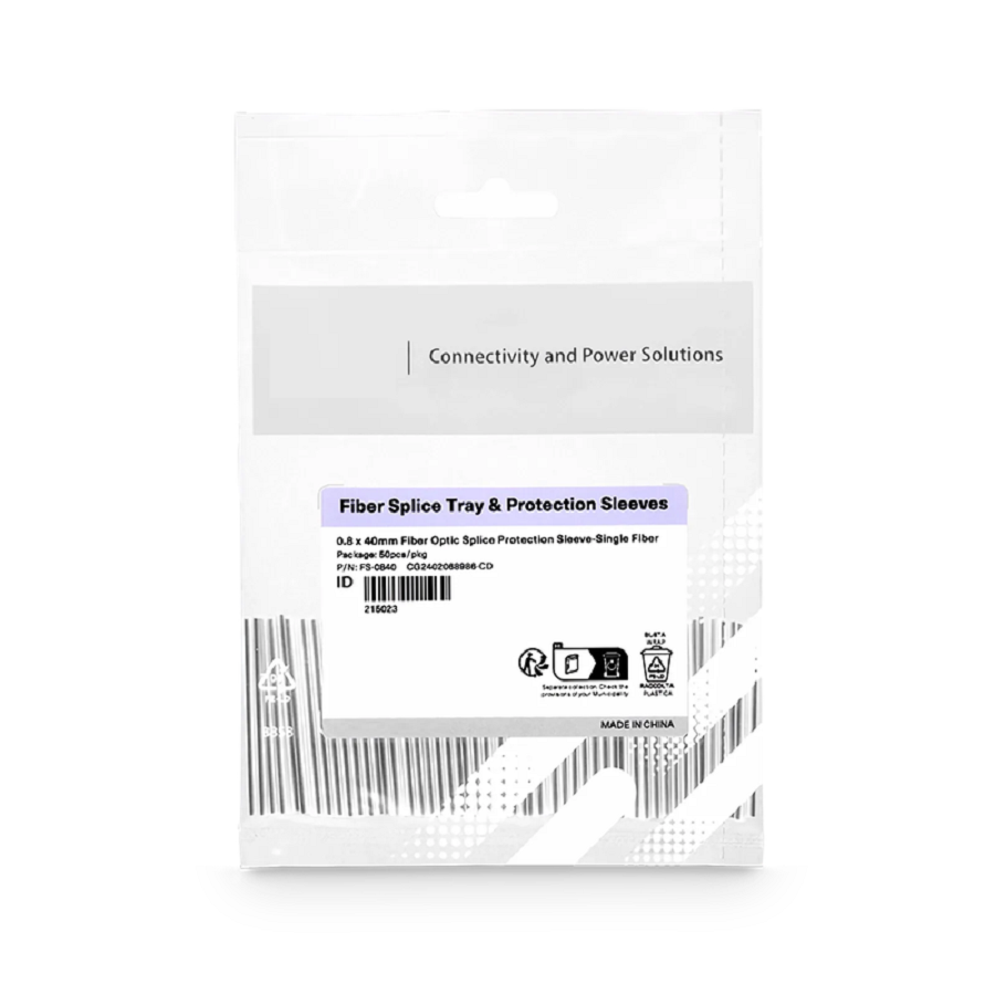SFPS 0.8 x 40mm Fiber Optic Splice Protection Sleeve, Single Fiber, 50pcs/pkg