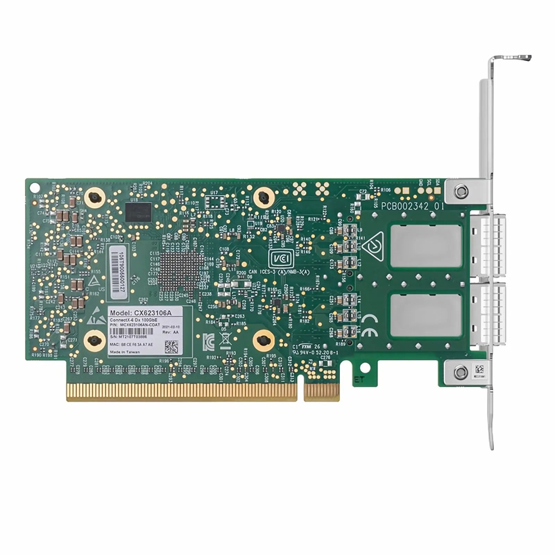 SFPS NVIDIA Mellanox MCX623106AN-CDAT ConnectXA®-6 Dx EN Network Interface Card, 100GbE Dual-Port QSFP56, PCIe4.0 x 16, Tall&Short Bracket