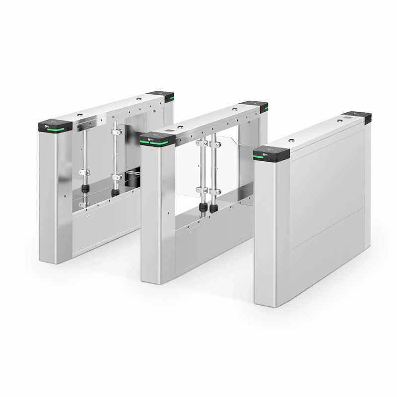SFPS SWB950-M, Swing Barrier (Middle Pedestal), 10mm PMMA/Stainless Steel Pipe, 650mm to 1050mm Lane Width, Support QR Code and IC Card