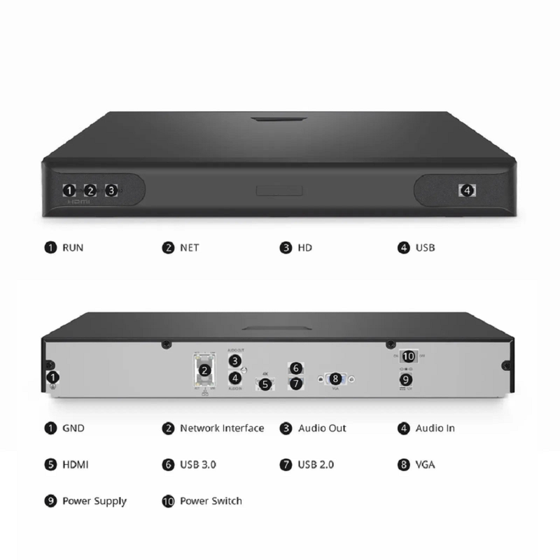 SFPS NVR302-32C-16P-I, 32-Channel 1U 16 PoE 16MP H.265 Decoding Format, Up to 2x 16TB Hard Drive (Not Included), Live View/Playback Network Video Recorder