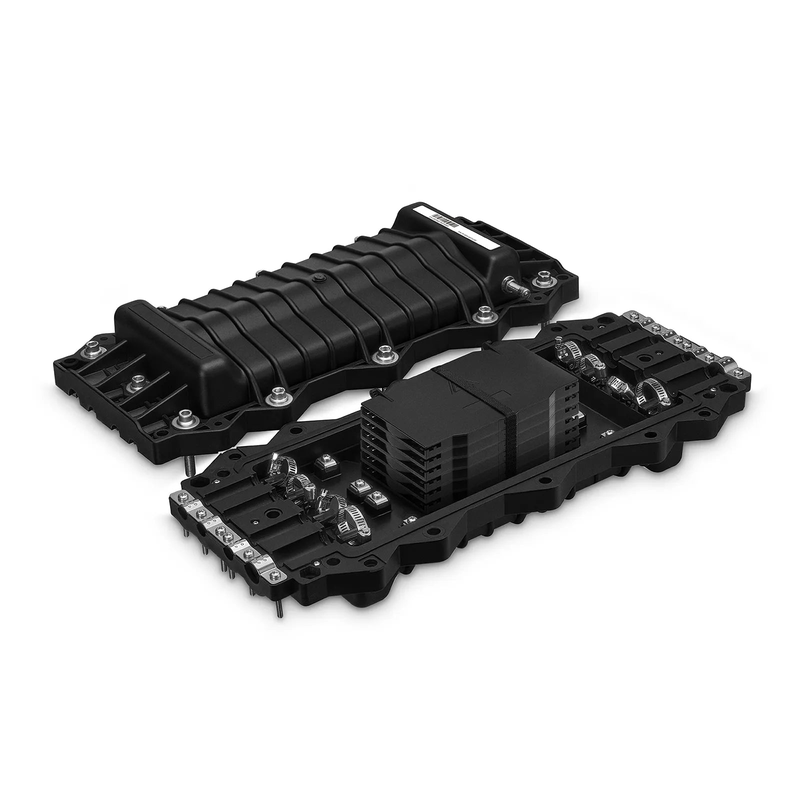 SFPS 144 Fibers 4In-4Out In-Line Fiber Optic Splice Closure, Mechanical Seal, with 1 Pre-installed Fusion Splice Tray