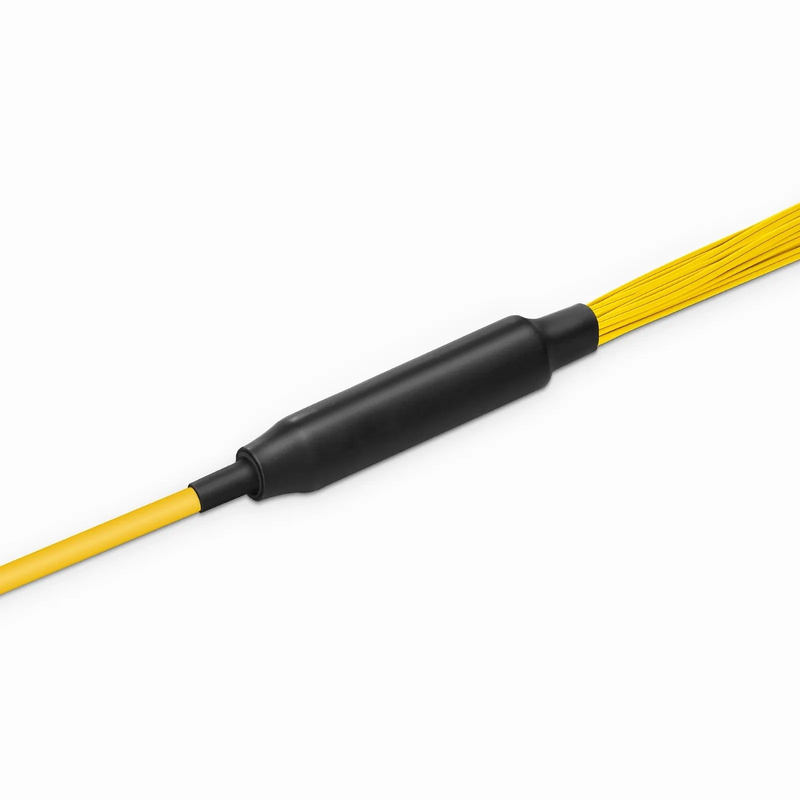 SFPS 30m (98ft) MTP® Hybrid Trunk Cable, MTP®-8 APC (Female) to 4 LC UPC Duplex Uniboot, 32 Fibers, Single Mode (OS2), Plenum (OFNP), 0.35dB Max, Type B, Double Jacket, Yellow
