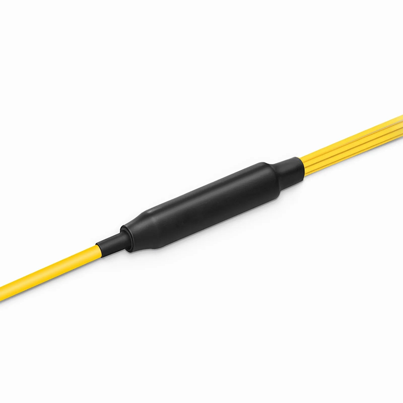 SFPS 30m (98ft) MTP® Hybrid Trunk Cable, MTP®-8 APC (Female) to 4 LC UPC Duplex Uniboot, 16 Fibers, Single Mode (OS2), Plenum (OFNP), 0.35dB Max, Type B, Double Jacket, Yellow