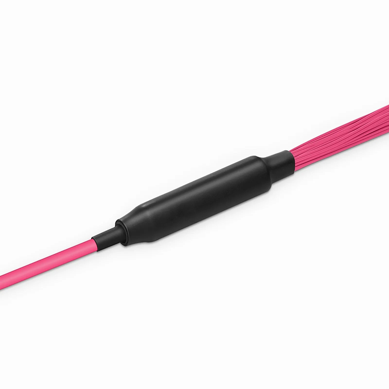 SFPS 30m (98ft) MTP® Hybrid Trunk Cable, MTP®-12 UPC (Female) to 6 LC UPC Duplex Uniboot, 48 Fibers, Multimode (OM4), Plenum (OFNP), 0.20dB Max, Type B, Double Jacket, Magenta