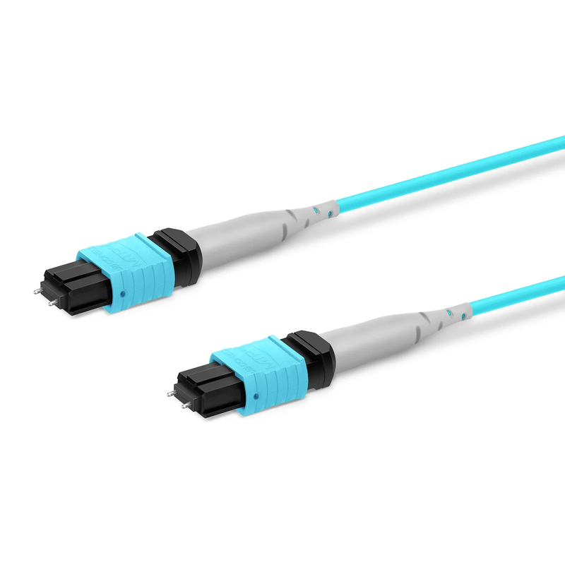 SFPS 30m (98ft) MTP® Trunk Cable, MTP®-8 UPC (Male) to MTP®-8 UPC (Male), 24 Fibers, Multimode (OM3), Plenum (OFNP), 0.20dB Max, Type B, Double Jacket, Aqua