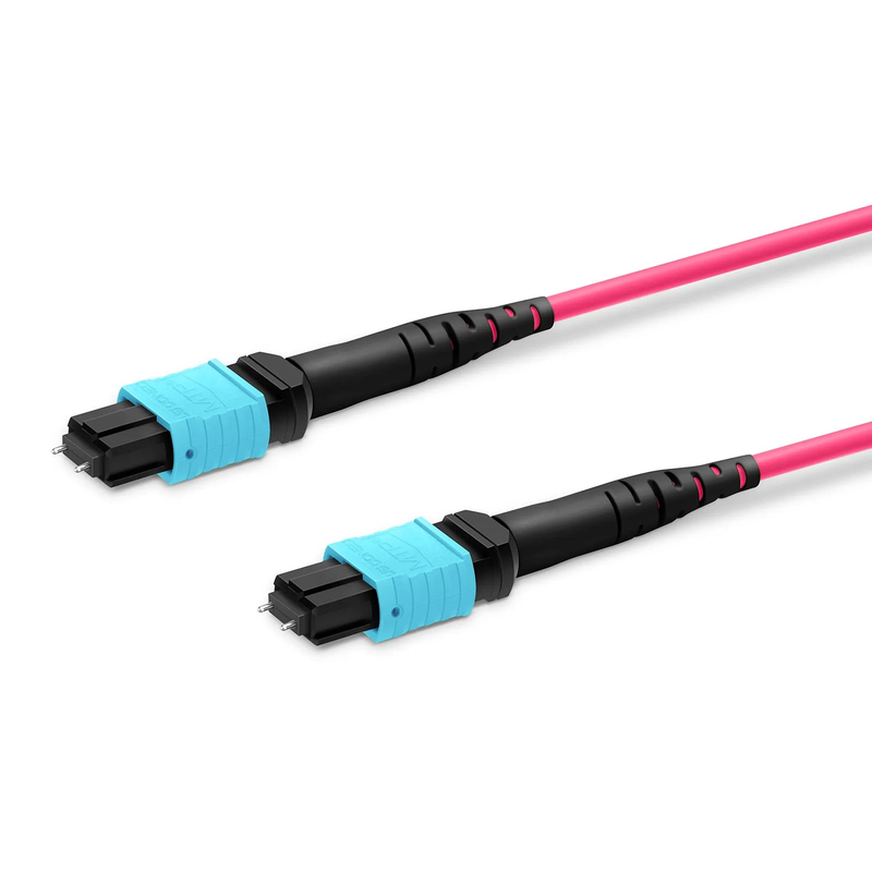 SFPS 10m (33ft) MTP® Trunk Cable, MTP®-12 UPC (Male) to MTP®-12 UPC (Male), 72 Fibers (6x 12F), Multimode (OM4), Plenum (OFNP), 0.35dB Max, Type B, Braided Tubing, Magenta