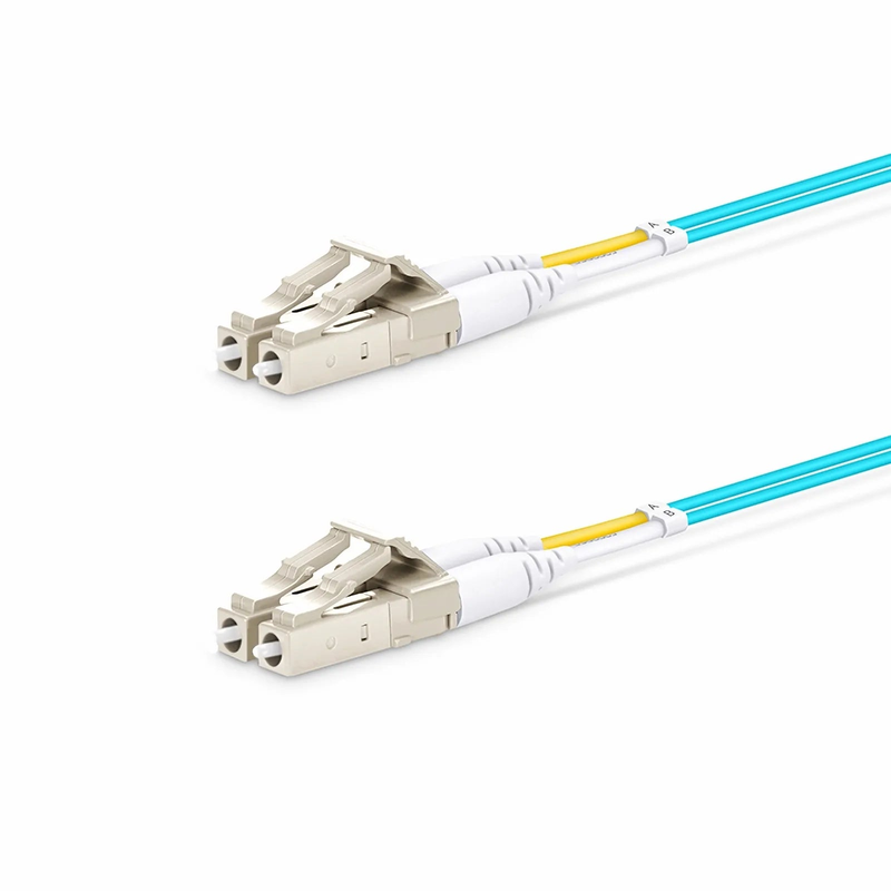 SFPS 3m (10ft) Fiber Patch Cable, 2 Fibers, LC UPC Duplex to LC UPC Duplex, Multimode (OM4), Riser (OFNR), 1.2mm, Tight-Buffered, Aqua
