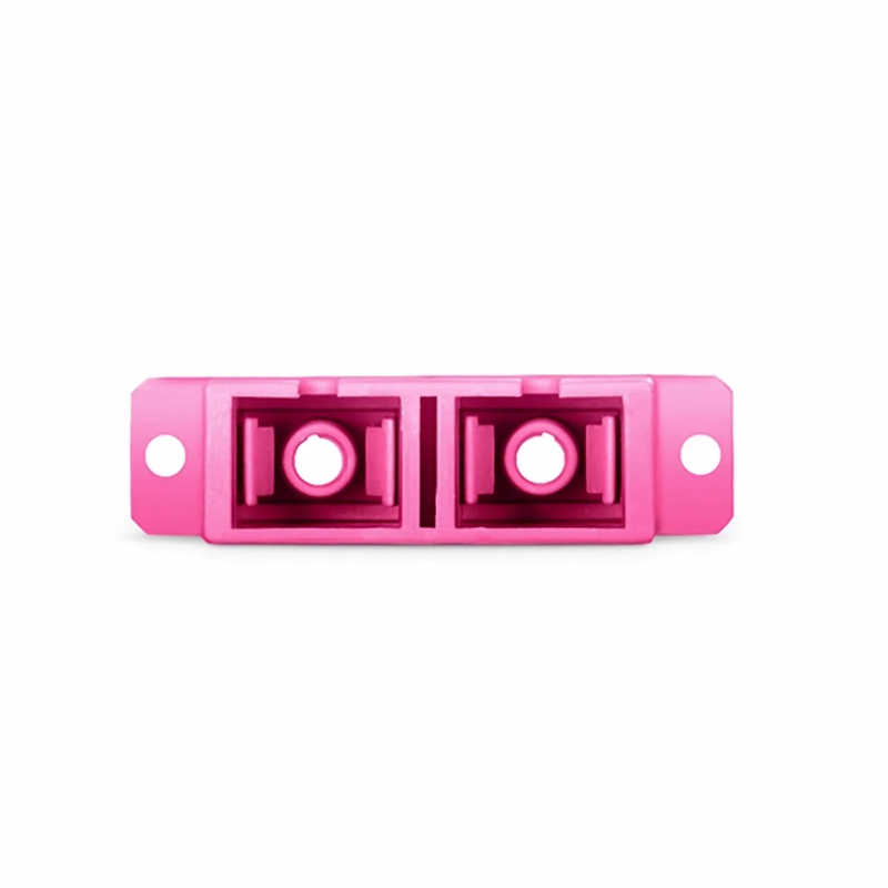 SFPS SC/UPC to SC/UPC Duplex OM4 Multimode Plastic Fiber Optic Adapter/Coupler with Flange, Violet