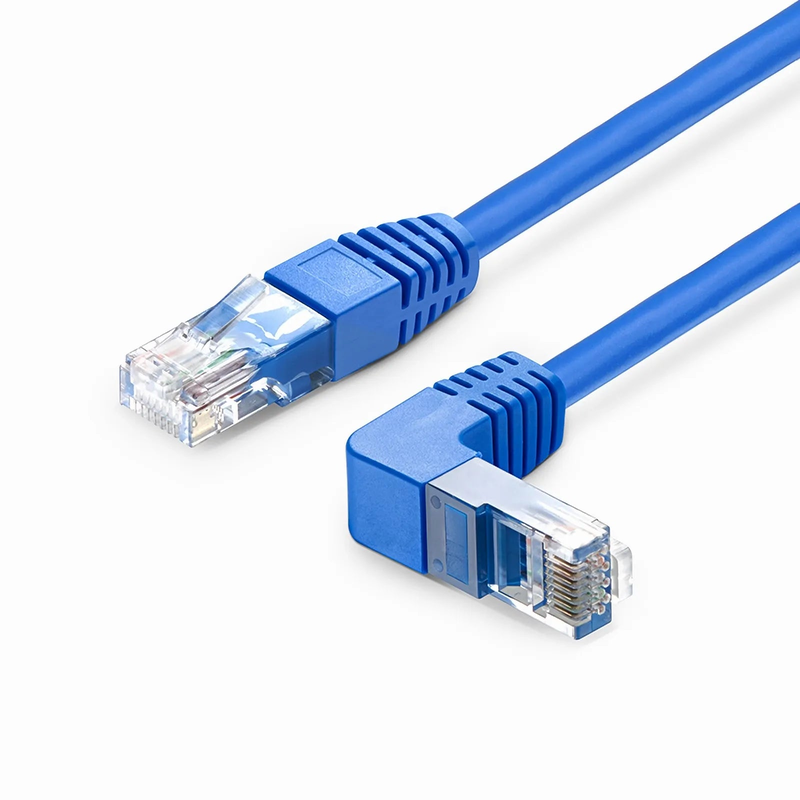 SFPS 1ft (0.3m) 90 Degree Cat6 26AWG Snagless Unshielded (U/UTP) PVC CM Ethernet Network Patch Cable, RJ45 Right Angle Down Male to RJ45 Male, Blue