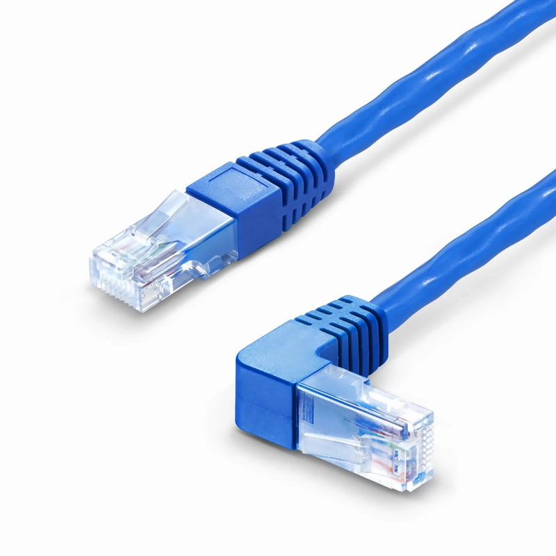 SFPS 1ft (0.3m) 90 Degree Cat6 26AWG Snagless Unshielded (U/UTP) PVC CM Ethernet Network Patch Cable, RJ45 Right Angle UP Male to RJ45 Male, Blue