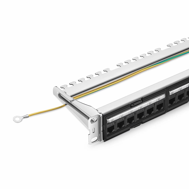 SFPS FDMP Cat6 Unshielded Coupler Recessed Patch Panel, 24-Port, 1RU, Cable Management Bar Included