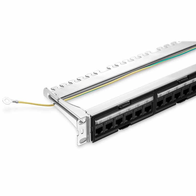 SFPS FDMP Cat6a Unshielded Coupler Recessed Patch Panel, 24-Port, 1RU, Cable Management Bar Included