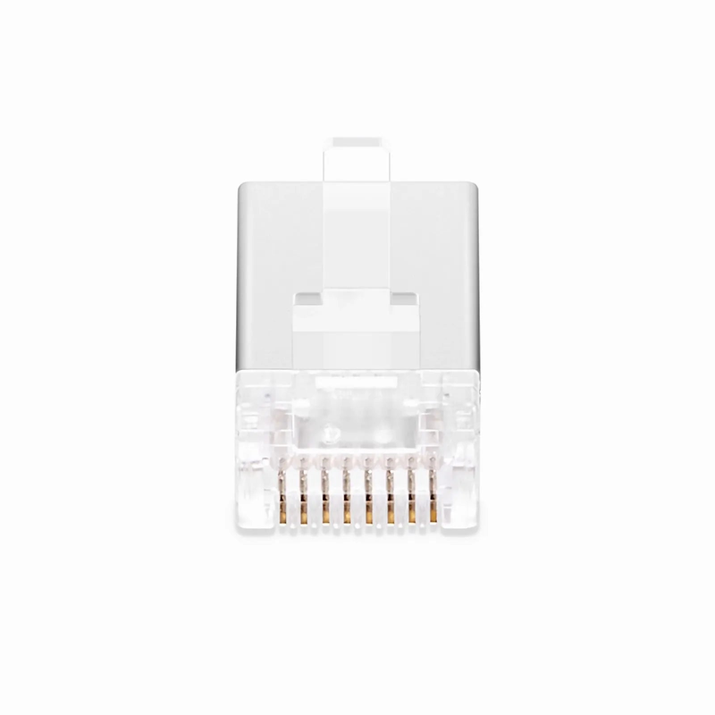 SFPS Cat6 RJ45 Pass Through Modular Plugs, Shielded Network Connectors for 24AWG Twisted Pair Solid or Stranded Cable (50/Pack)