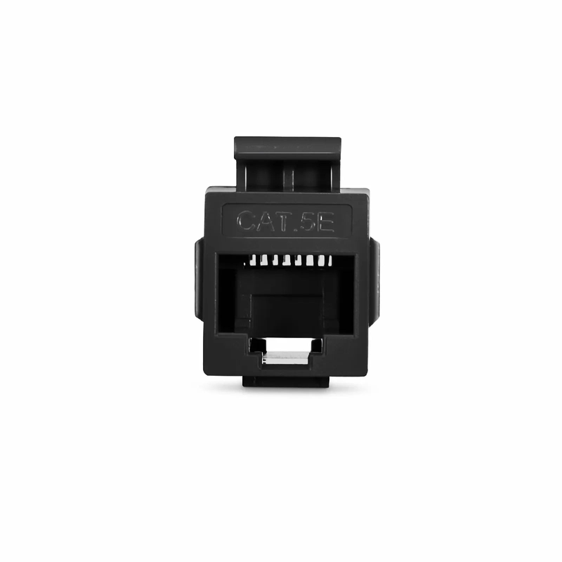 SFPS Cat5e Keystone RJ45 Coupler, Unshielded, Female to Female Insert Inline Coupler - Black (12pcs/Pack)