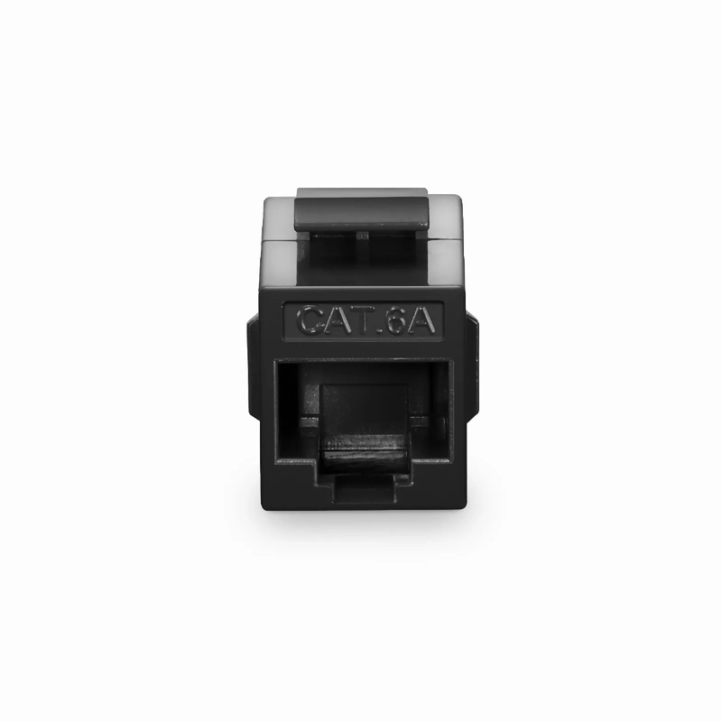 SFPS Cat6a Keystone RJ45 Coupler, Unshielded, Female to Female Insert Inline Coupler - Black (12pcs/pack)