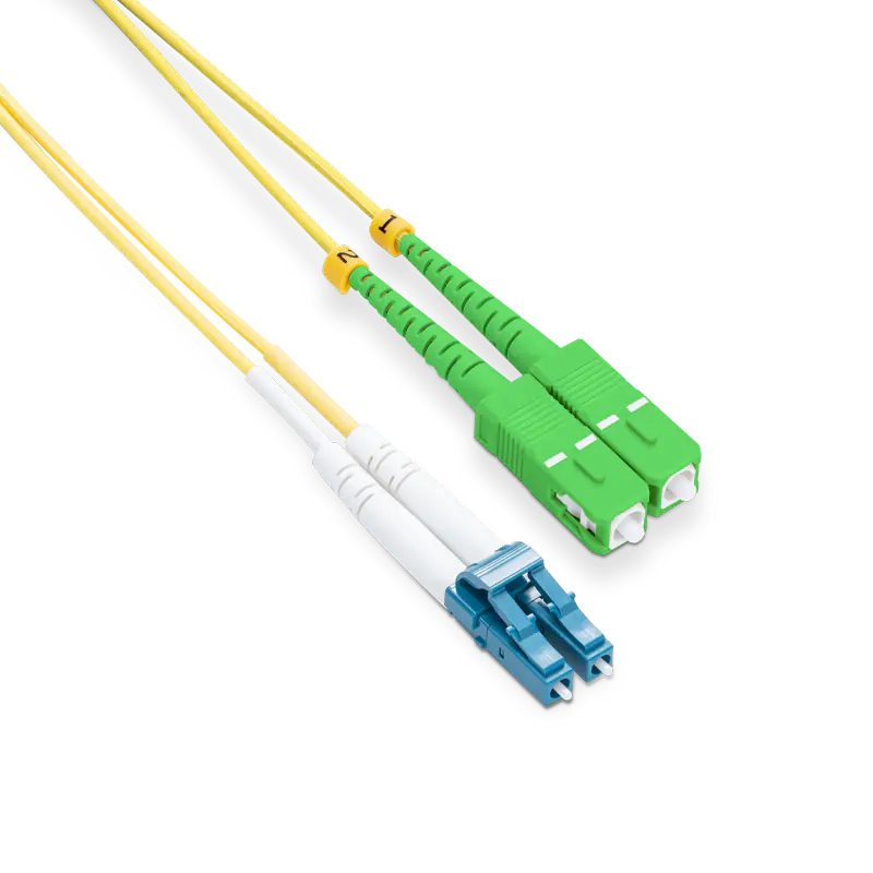 15m (49ft) LC UPC to SC APC Duplex OS2 Single Mode LSZH 2.0mm Fiber Optic Patch Cable SFPS