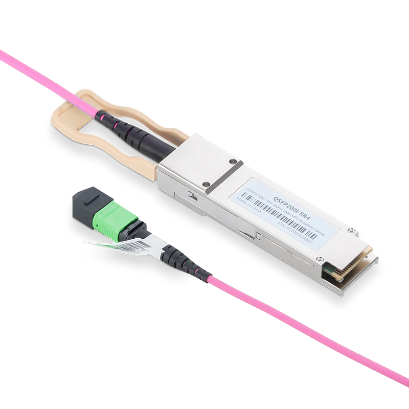 NVIDIA/Mellanox Compatible 400GBASE-SR4 OSFP Flat Top PAM4 850nm 100m DOM IB and Ethernet Liquid/Immersion Cooling Transceiver for MMF with 7m MPO-12/APC OM4 Erika Violet/Magenta Female Type A Pigtail SFPS