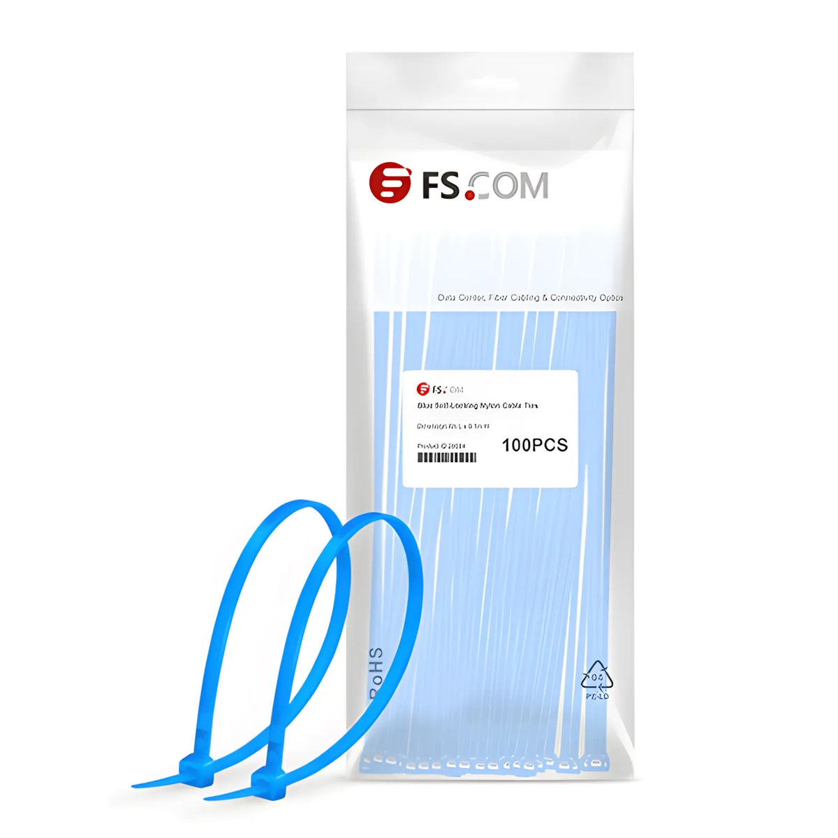 SFPS 100-Pack 4in.L x 0.1in.W Self-Locking Nylon Cable Ties, Blue