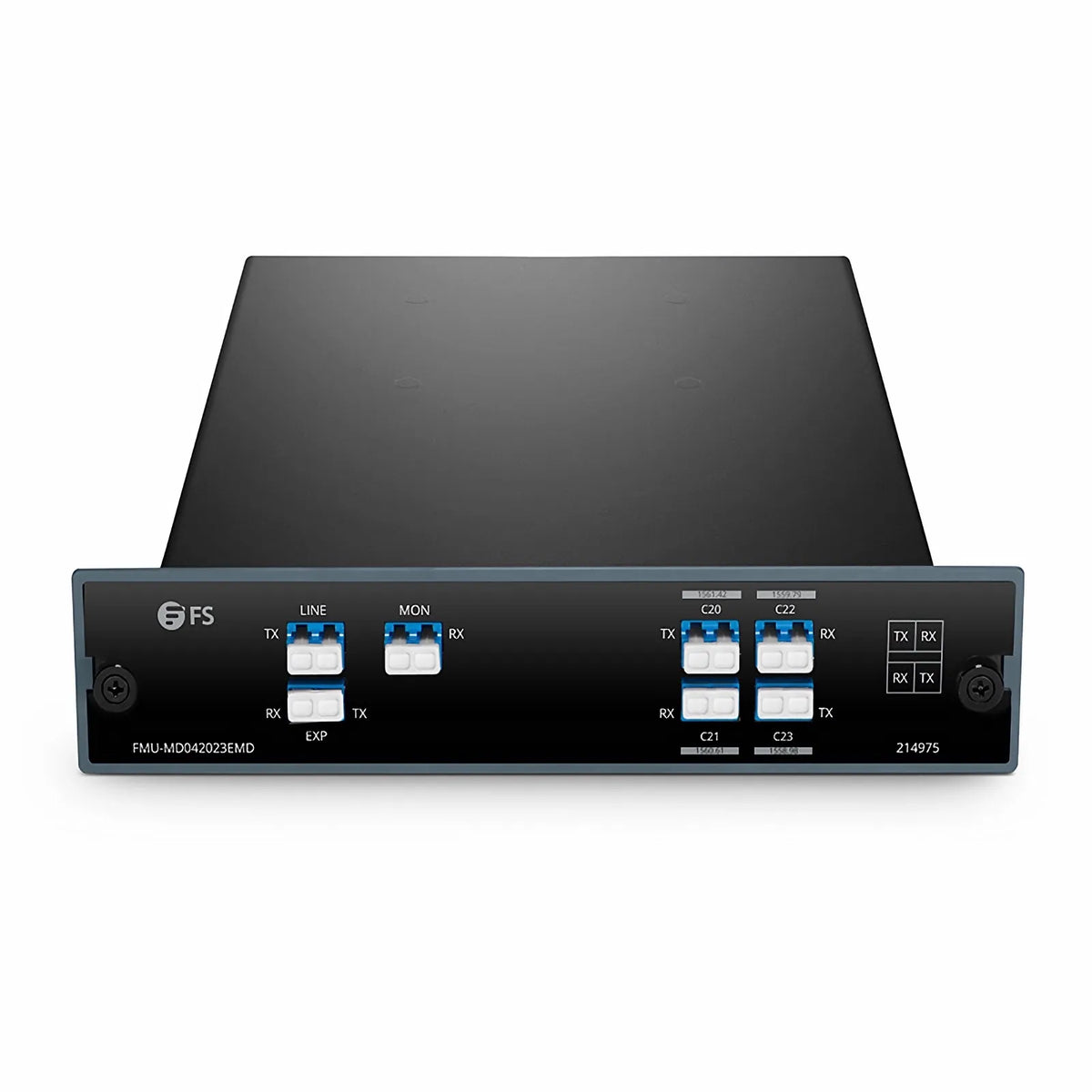 SFPS 4 Channels DWDM Mux Demux, 100GHz C20-C23, with Monitor and Expansion Port, 1.6dB Typical IL, LC/UPC, Dual Fiber, FMU Plug-in Module