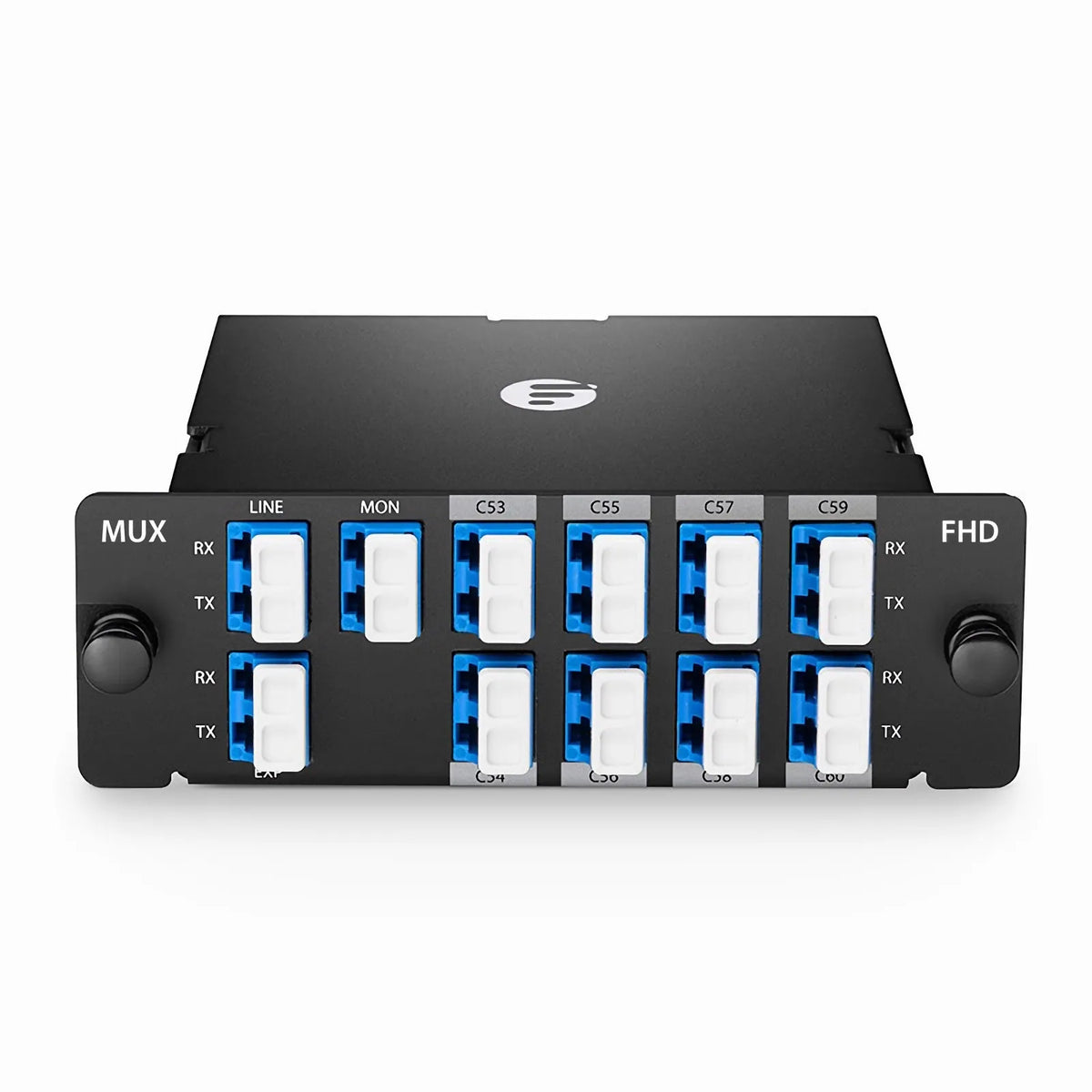 SFPS 8 Channels DWDM Mux Demux, 100GHz C53-C60, with Monitor and Expansion Port, 2.4dB Typical IL, LC/UPC, Dual Fiber, High Density, FHDA Plug-in Module