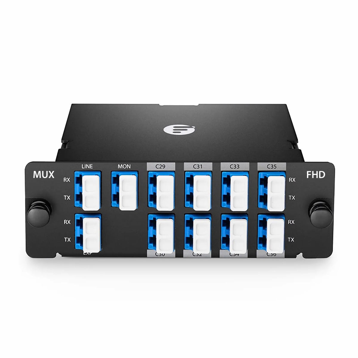 SFPS 8 Channels DWDM Mux Demux, 100GHz C29-C36, with Monitor and Expansion Port, 2.4dB Typical IL, LC/UPC, Dual Fiber, High Density, FHDA Plug-in Module