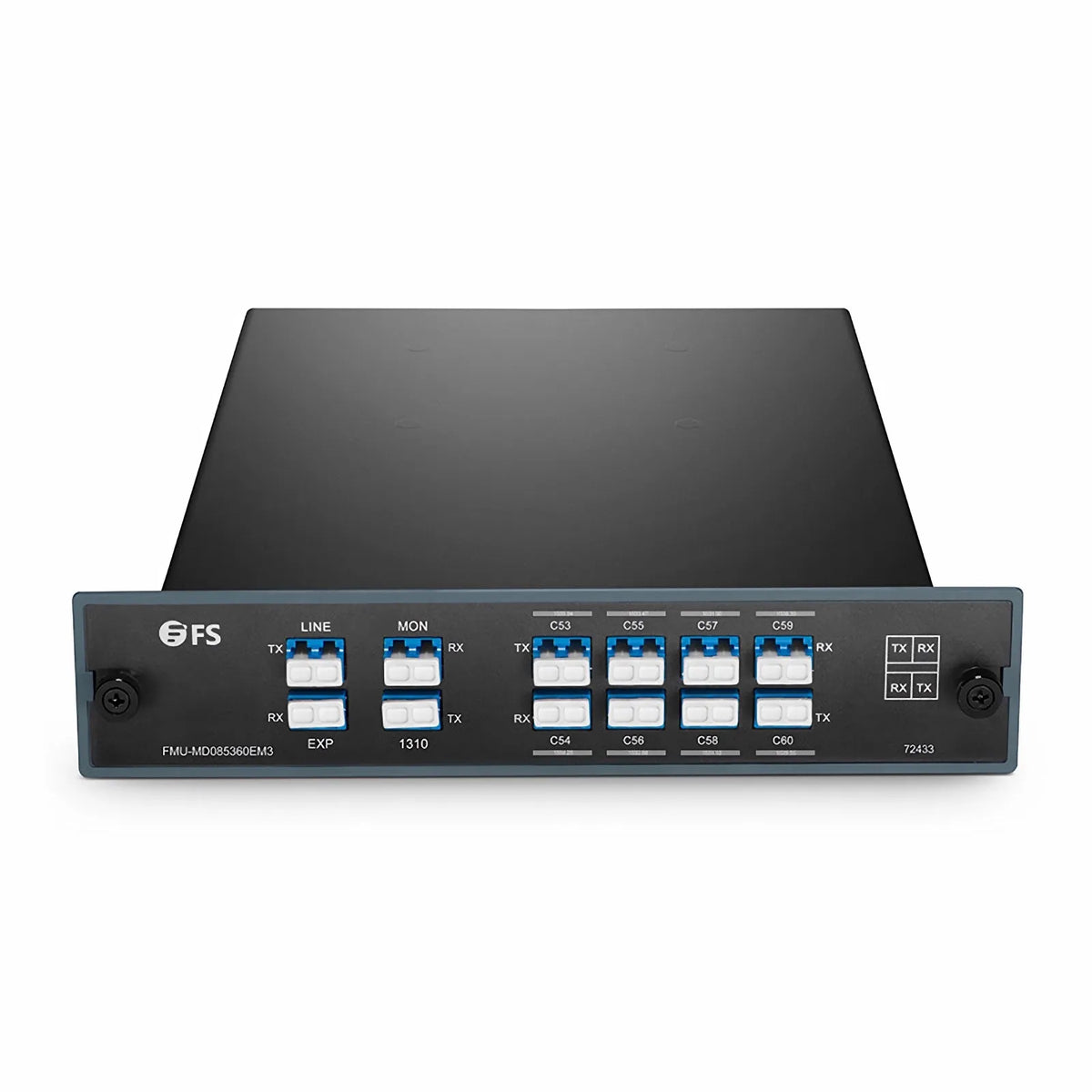 SFPS 8 Channels DWDM Mux Demux, 100GHz C53-C60, with Monitor, Expansion and 1310nm Port, 3.0dB Typical IL, LC/UPC, Dual Fiber, FMU Plug-in Module