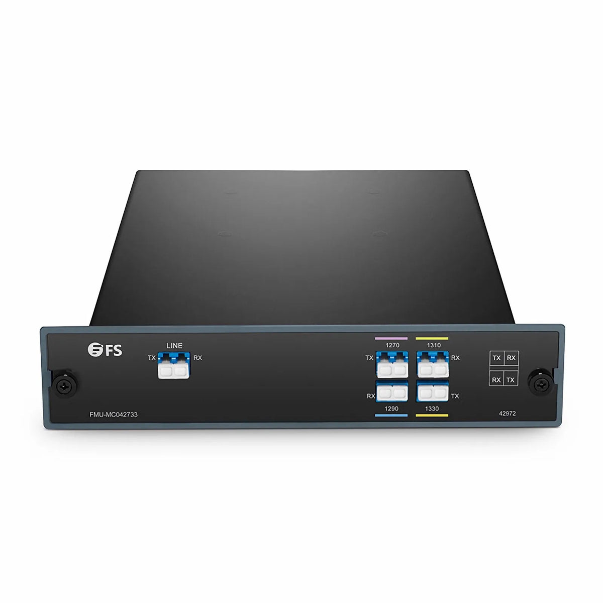 SFPS 4 Channels CWDM Mux Demux, 1270-1330nm, 1.0dB Typical IL, LC/UPC, Dual Fiber, FMU Plug-in Module