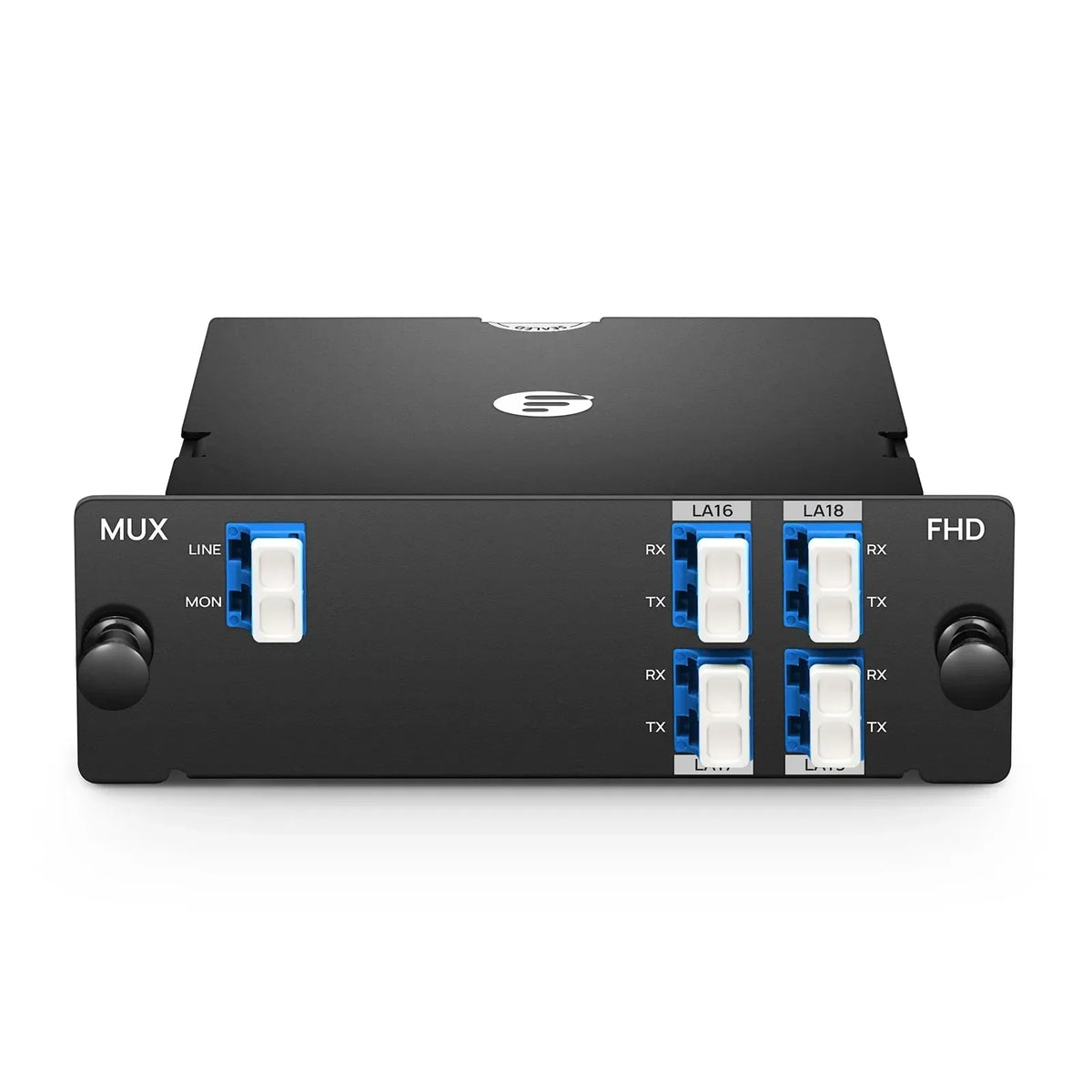 SFPS 4 Channels LAN-WDM Mux Demux, 1273.55-1286.66nm, with Monitor Port, 2.8dB Typical IL, LC/UPC, Single Fiber, Side-B, High Density, FHDA Plug-in Module