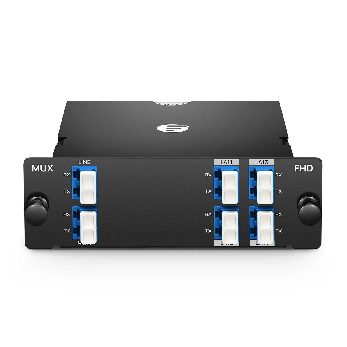 SFPS 4 Channels LAN-WDM Mux Demux, 1295.56-1309.14nm, with Monitor Port, 1.5dB Typical IL, LC/UPC, Dual Fiber, High Density, FHDA Plug-in Module