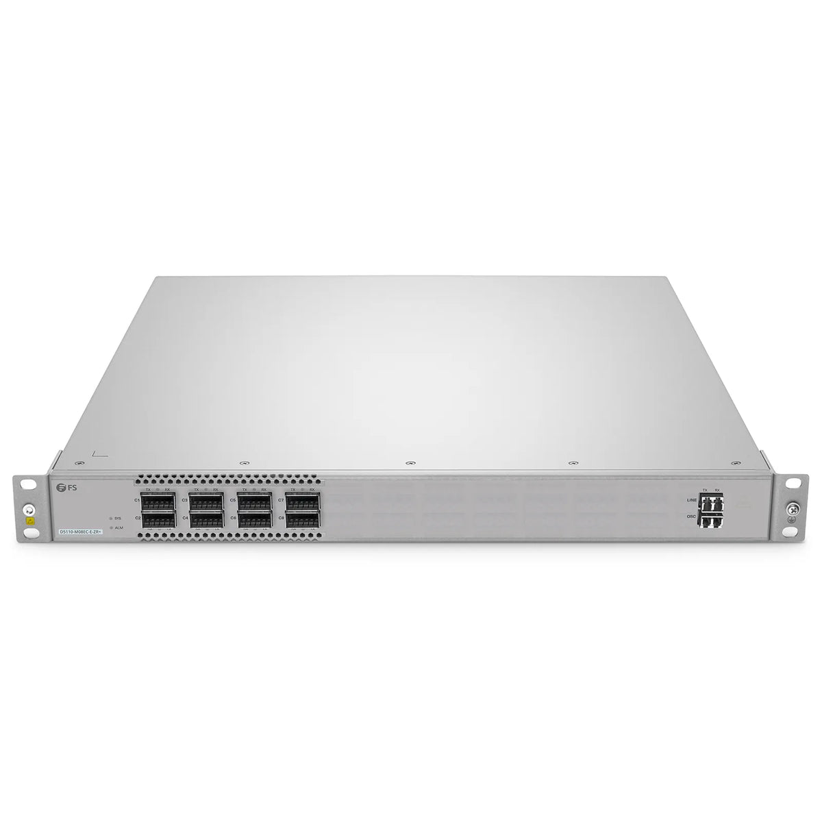 SFPS D5110-M08EC-E-ZR+, 8 Channel 100G Active DWDM Multiplexer for Open Line Systems, C21-C22, 8 x 100G QSFP28, Dual Fiber, 1U Rack Mount, 0-120km, Support WebGUI Network Management
