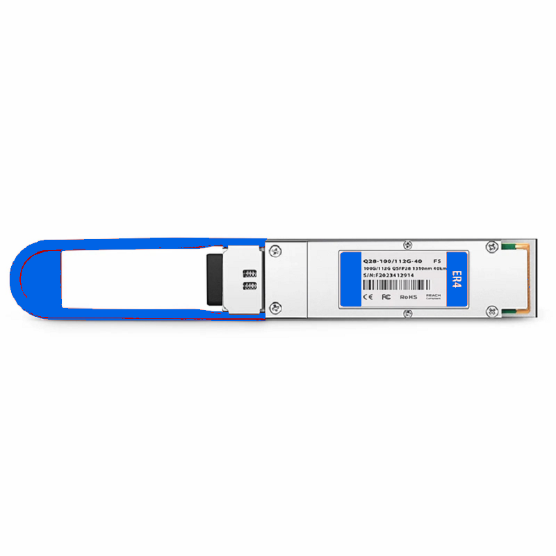 SFPS 100GBASE-ER4 and 112G OTU4 QSFP28 Dual Rate 4 x 25G NRZ 1310nm 40km DOM Duplex LC/UPC SMF Optical Transceiver Module forFOSwitches