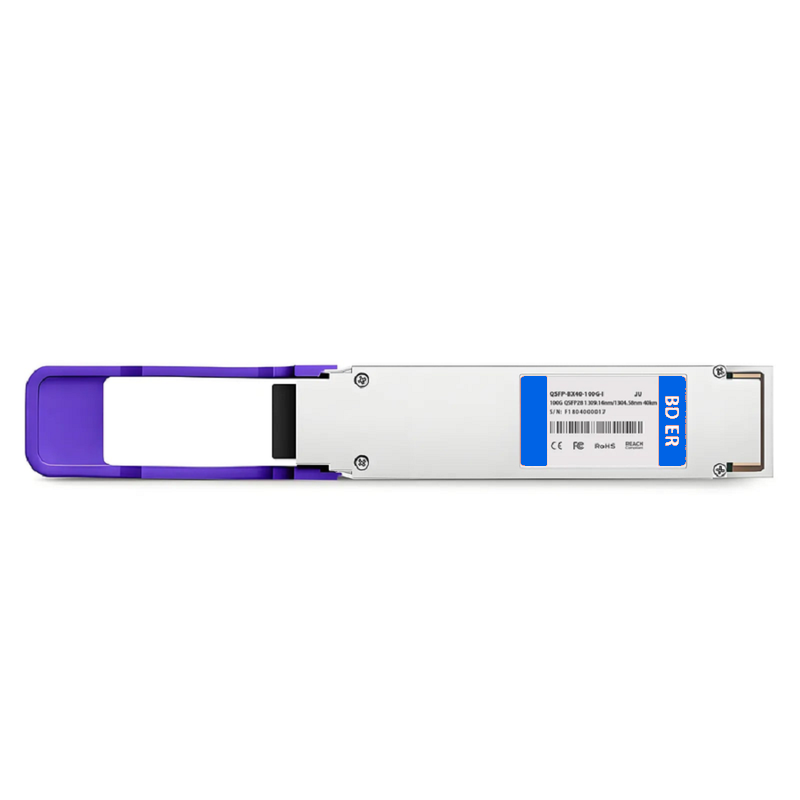 SFPS Brocade Compatible 100GBASE-BX40-D QSFP28 BiDi 4 x 25G NRZ 1309.14nm-TX/1304.58nm-RX 40km DOM Simplex LC/APC SMF Optical Transceiver Module (Industrial)