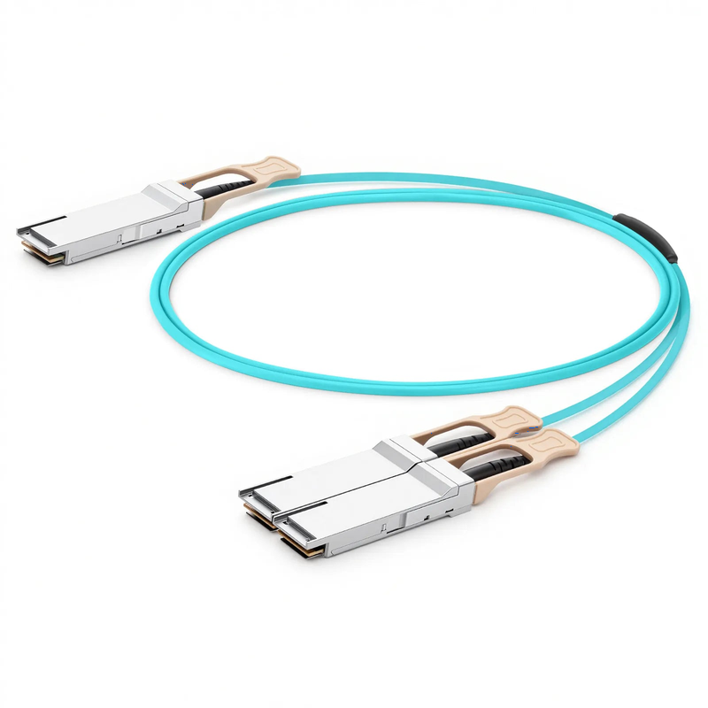 SFPS 1m (3ft) 200G QSFP56 4 x 50G PAM4 to 2 x 100G QSFP28 4 x 25G NRZ Active Breakout Optical Cable forFOSwitches