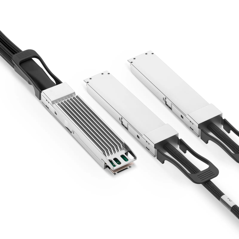 SFPS 1m (3ft) NVIDIA/Mellanox Compatible 800G OSFP 8 x 100G PAM4 Finned Top to 2 x 400G OSFP 4 x 100G PAM4 Flat Top Ethernet Active Electrical Copper Breakout Cable
