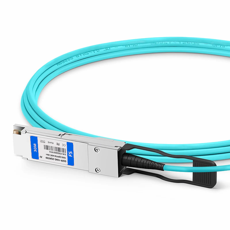 SFPS 30m (98ft) Juniper Networks Compatible 100G QSFP28 4 x 25G NRZ to 2 x 50G QSFP28 2 x 25G NRZ Active Optical Breakout Cable