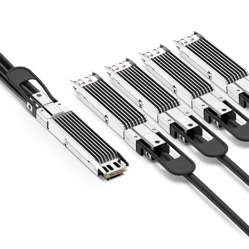 SFPS 0.5m (2ft) Arista Networks Compatible 800G OSFP 8 x 100G PAM4 Finned Top to 4 x 200G OSFP 2 x 100G PAM4 Finned Top Passive Direct Attach Copper Breakout Cable