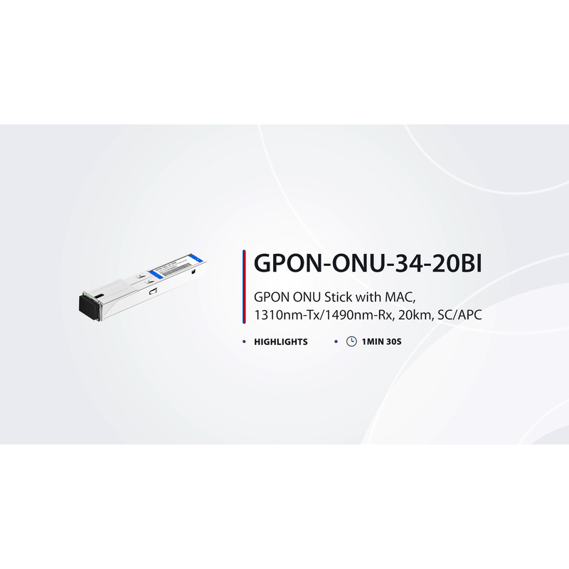 SFPS GPON ONU Stick with MAC SFP 1310nm-TX/1490nm-RX 1.244G-TX/2.488G-RX Class B+ 20km DOM Simplex SC/APC SMF Optical Transceiver Module (Industrial)