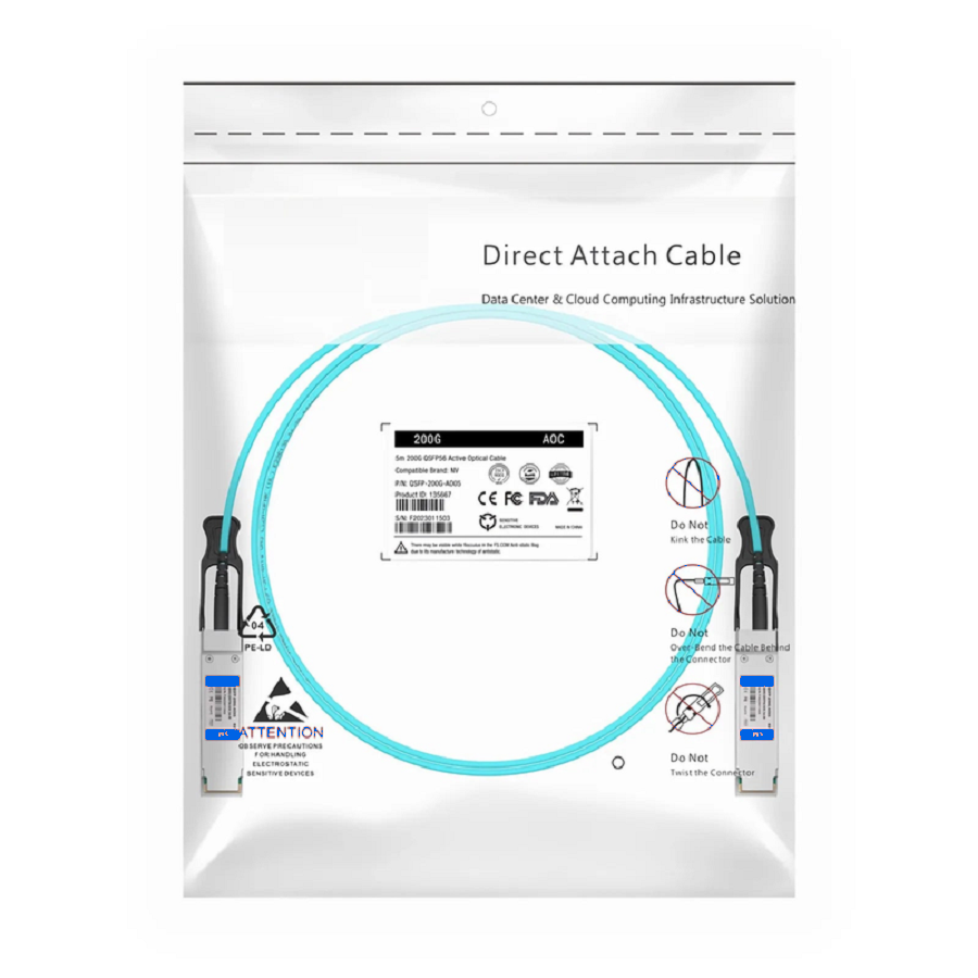 SFPS 5m (16ft) NVIDIA/Mellanox MFS1S00-H005V Compatible 200G QSFP56 4 x 50G PAM4 InfiniBand HDR Active Optical Cable for Quantum Switches and ConnectX-6 HCA