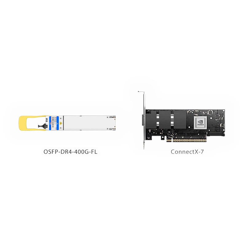 SFPS NVIDIA/Mellanox MMS4X00-NS400 Compatible 400GBASE-DR4 OSFP Flat Top 4 x 100G PAM4 1310nm 500m DOM MPO-12/APC SMF InfiniBand NDR Optical Transceiver Module for ConnectX-7 HCA