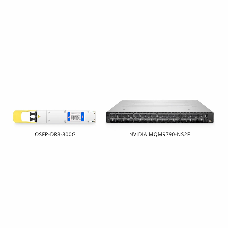 SFPS NVIDIA/Mellanox MMS4X00-NM Compatible 800GBASE 2xDR4/DR8 OSFP Closed Finned Top 8 x 100G PAM4 1310nm 500m DOM Dual MPO-12/APC SMF InfiniBand NDR Optical Transceiver Module for Quantum-2 Switches