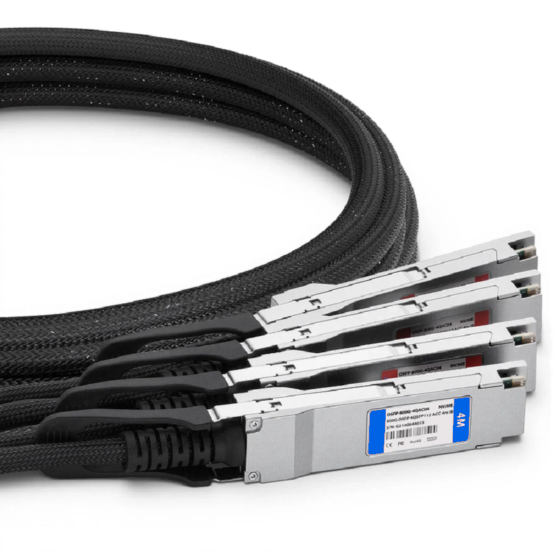 SFPS 2m (7ft) NVIDIA/Mellanox MCA7J75-N002 Compatible 800G Twin-port OSFP 8 x 100G PAM4 Finned Top to 4 x 200G QSFP112 2 x 100G PAM4 InfiniBand NDR Active Direct Attach Copper Breakout Cable for Quantum-2 Switches and ConnectX-7 HCA