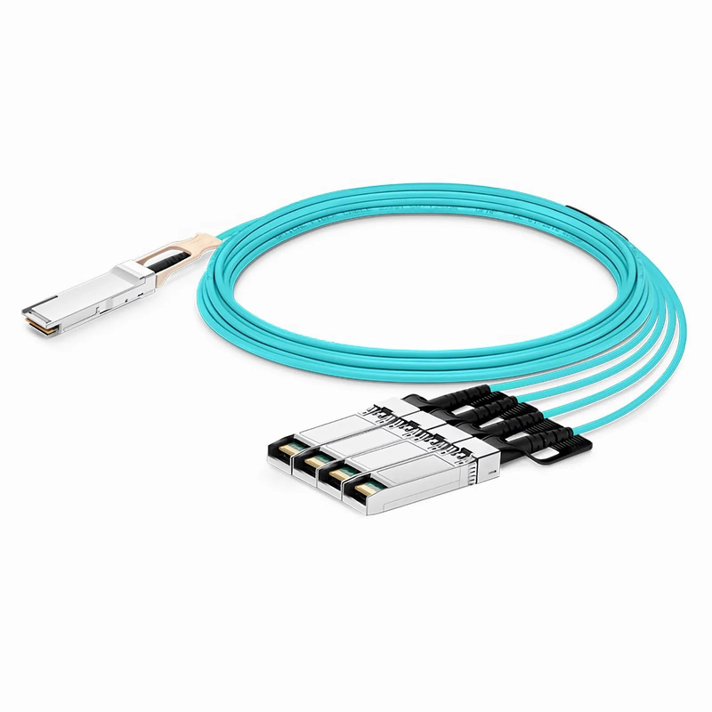 SFPS 50m (164ft) NVIDIA/Mellanox Compatible 200G QSFP56 4 x 50G PAM4 to 4 x 50G SFP56 50G PAM4 Active Optical Breakout Cable