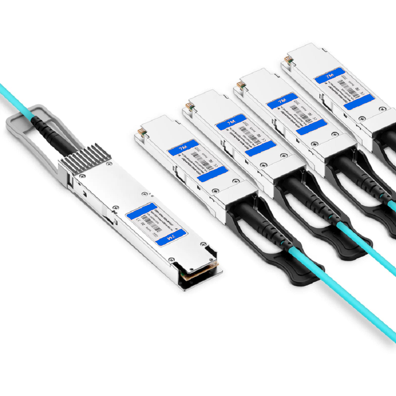 SFPS 50m (164ft) NVIDIA/Mellanox Compatible 200G QSFP56 4 x 50G PAM4 to 4 x 50G SFP56 50G PAM4 Active Optical Breakout Cable