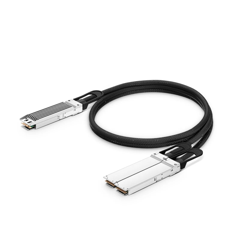 SFPS 2m (7ft) 800G OSFP 8 x 100G PAM4 Finned Top to 2 x 400G OSFP 4 x 100G PAM4 Flat Top Passive Direct Attach Copper Breakout Cable forFOSwitches