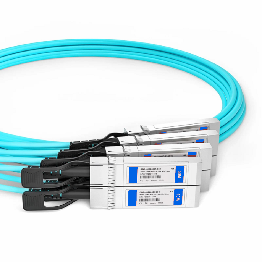SFPS 50m (164ft) Generic Compatible 400G QSFP-DD 8 x 50G PAM4 to 8 x 50G SFP56 25G NRZ Active Optical Breakout Cable